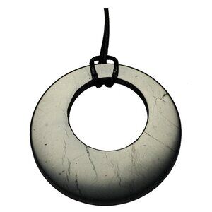 Shungite Stone Pendant Genuine Mineral EMF Shield Protection Amulet Double Circl
